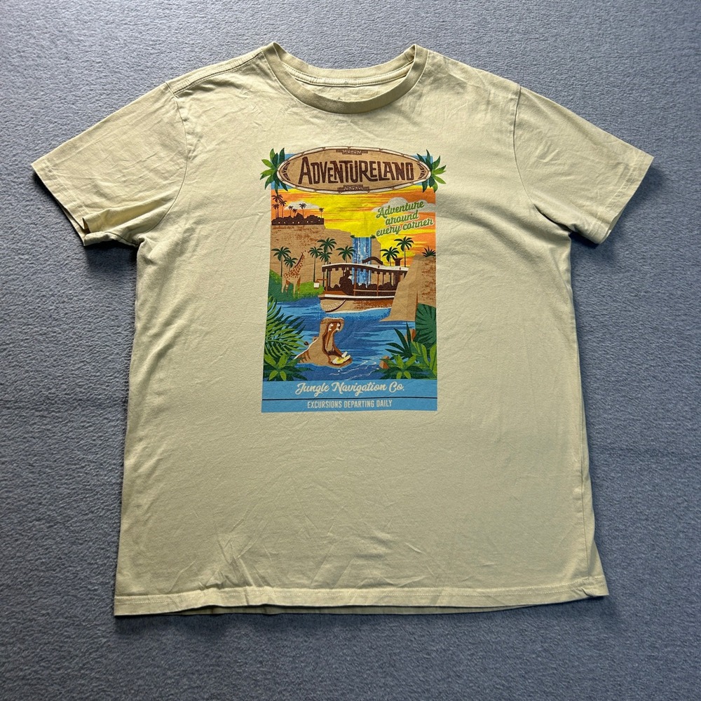 Disney Parks Graphic T Shirt Adventureland Disneyland Adult M Beige Souvenir Tee